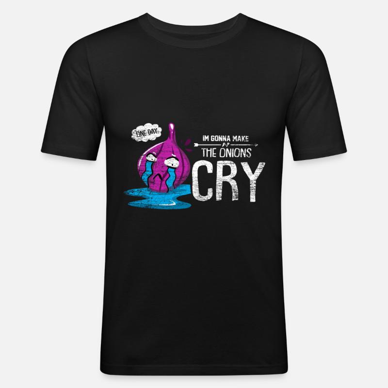 Zwiebel Gemüse Heulsuse Geschenkidee - Männer Slim Fit T-Shirt - Schwarz