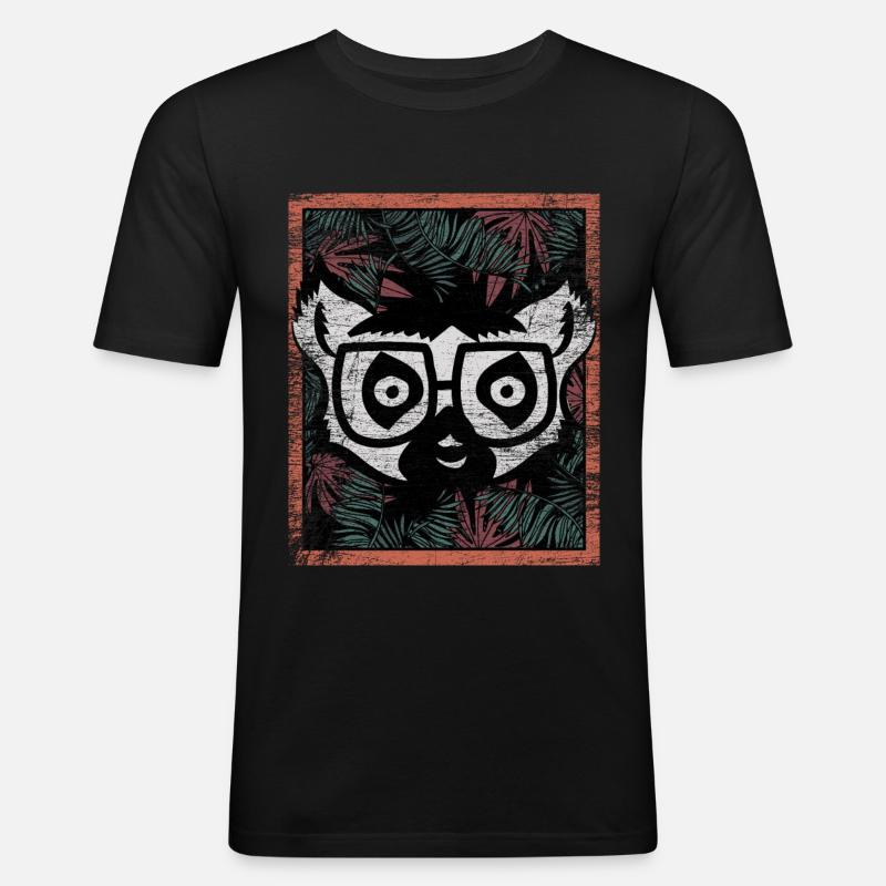 Lemur Madagaskar Geschenk - Männer Slim Fit T-Shirt - Schwarz