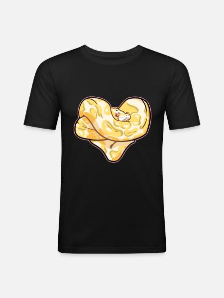 Python Herz - Männer Slim Fit T-Shirt - Schwarz