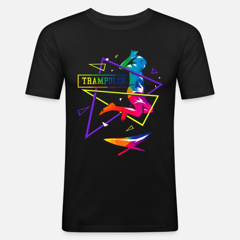 Trampolin Polygon - Männer Slim Fit T-Shirt - Schwarz