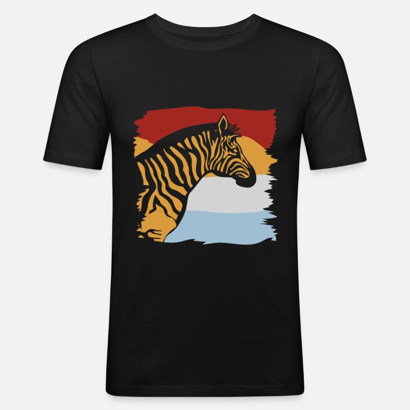 Zebra - Männer Slim Fit T-Shirt - Schwarz