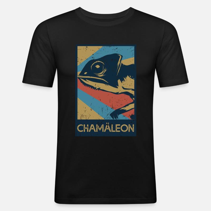 Chamäleon Geschenk - Männer Slim Fit T-Shirt - Schwarz