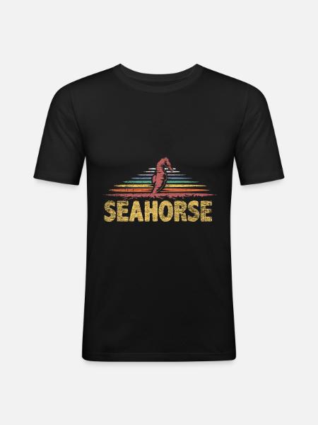 Seepferdchen Geschenk - Männer Slim Fit T-Shirt - Schwarz
