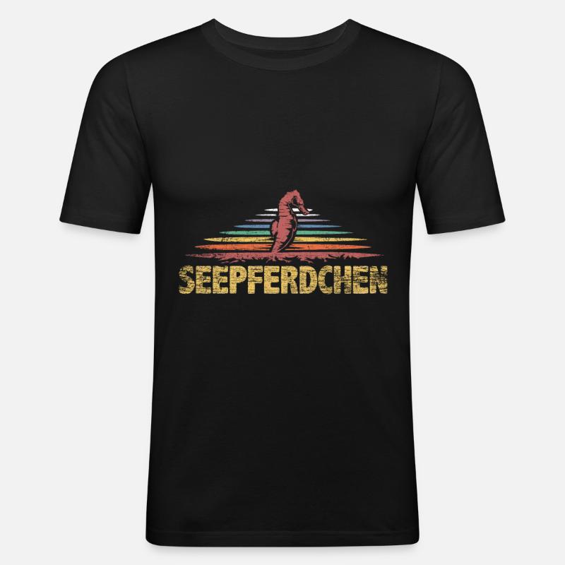 Seepferdchen Geschenk - Männer Slim Fit T-Shirt - Schwarz
