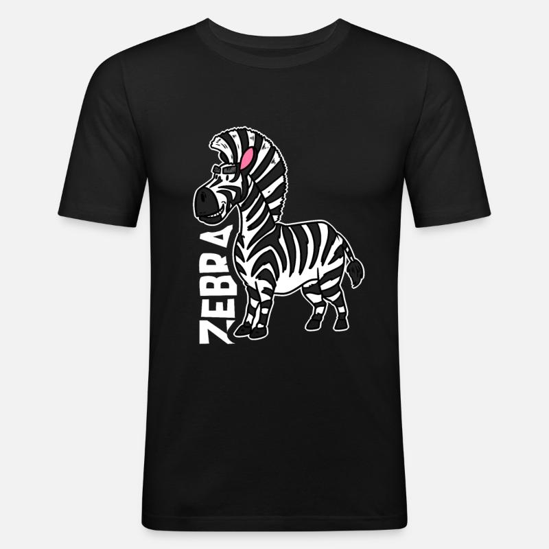 Zebra - Männer Slim Fit T-Shirt - Schwarz