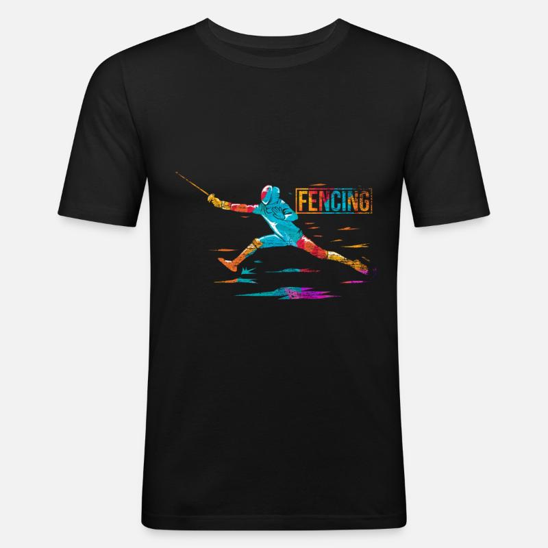 Fechten Polygon - Männer Slim Fit T-Shirt - Schwarz