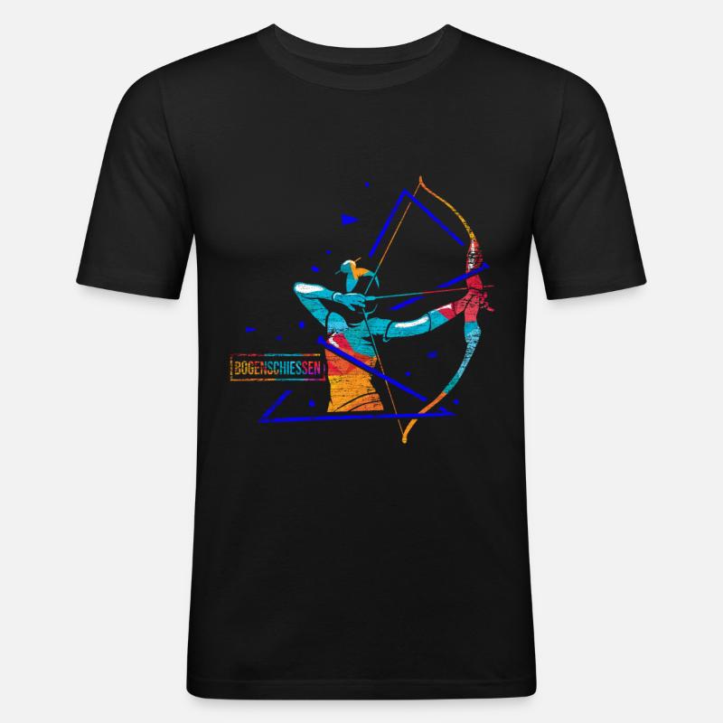 Bogenschießen Polygon - Männer Slim Fit T-Shirt - Schwarz