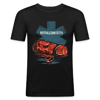 Notfallsanitäter Rettungssanitäter Geschenk - Männer Slim Fit T-Shirt - Schwarz - Vorne - Nik (191cm)