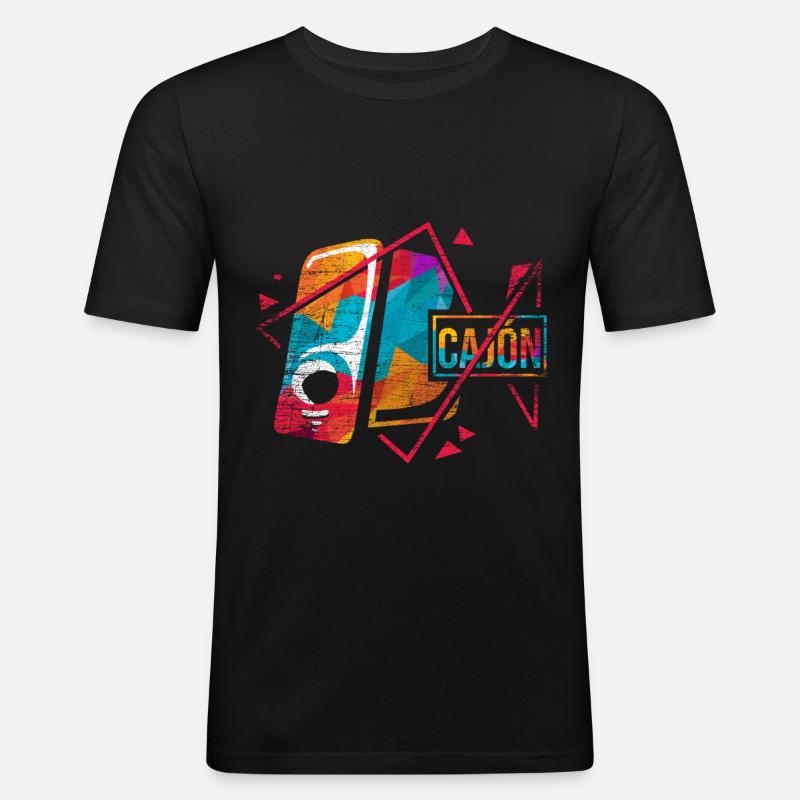 Cajón - Männer Slim Fit T-Shirt - Schwarz