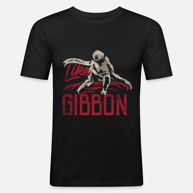 Gibbon Geschenk - Männer Slim Fit T-Shirt - Schwarz