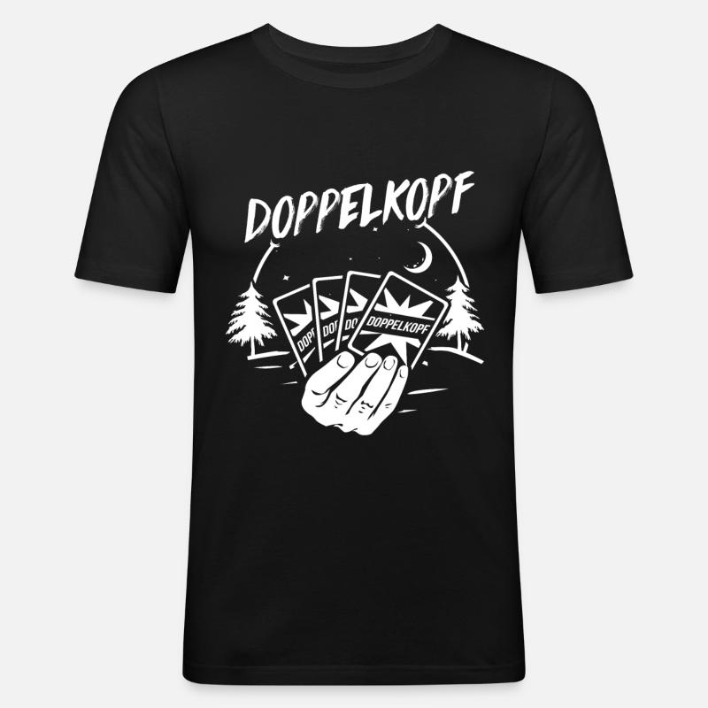 Doppelkopf Geschenk - Männer Slim Fit T-Shirt - Schwarz