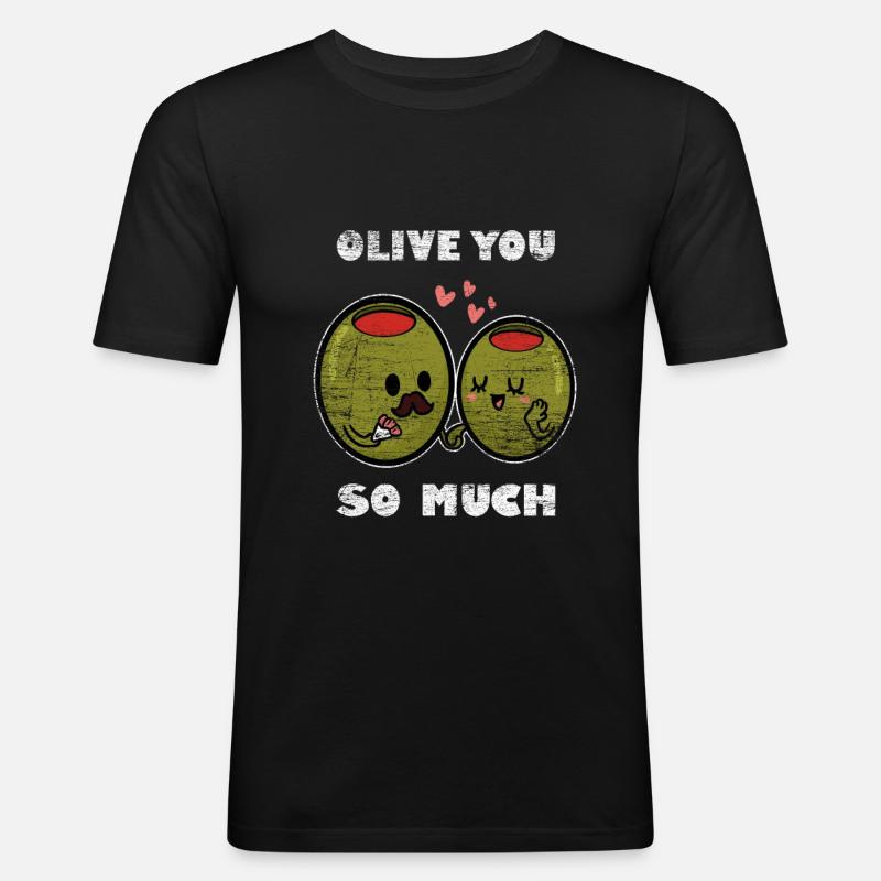 Oliven Geschenk - Männer Slim Fit T-Shirt - Schwarz