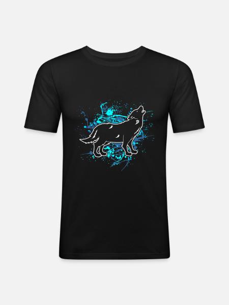 wolf - Men's Slim Fit T-Shirt - black