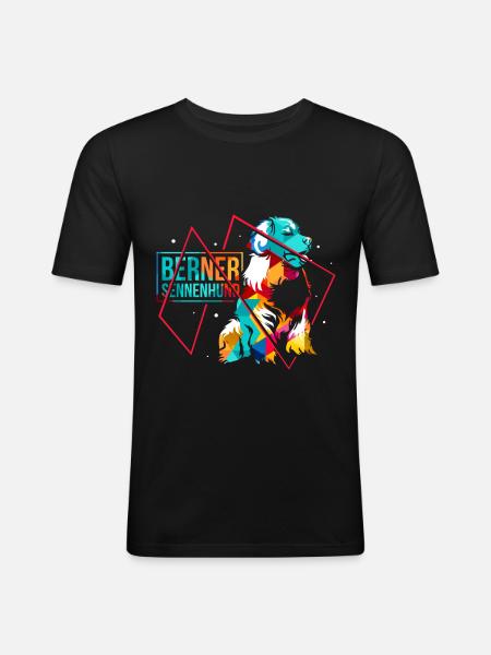 Bernesse Rinderhund - Männer Slim Fit T-Shirt - Schwarz