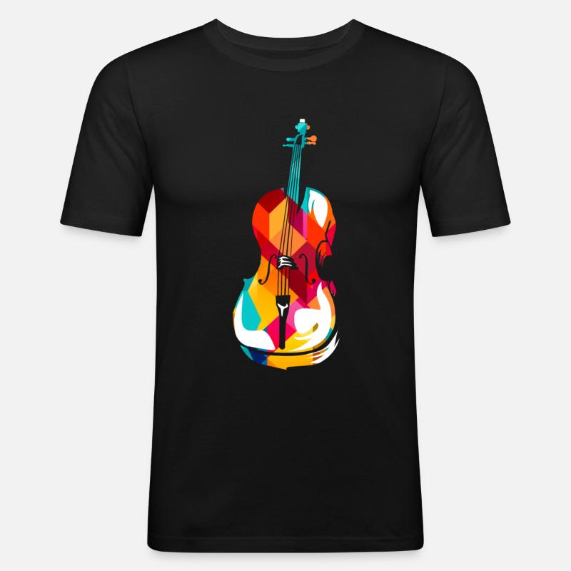 Cello polygon - Männer Slim Fit T-Shirt - Schwarz