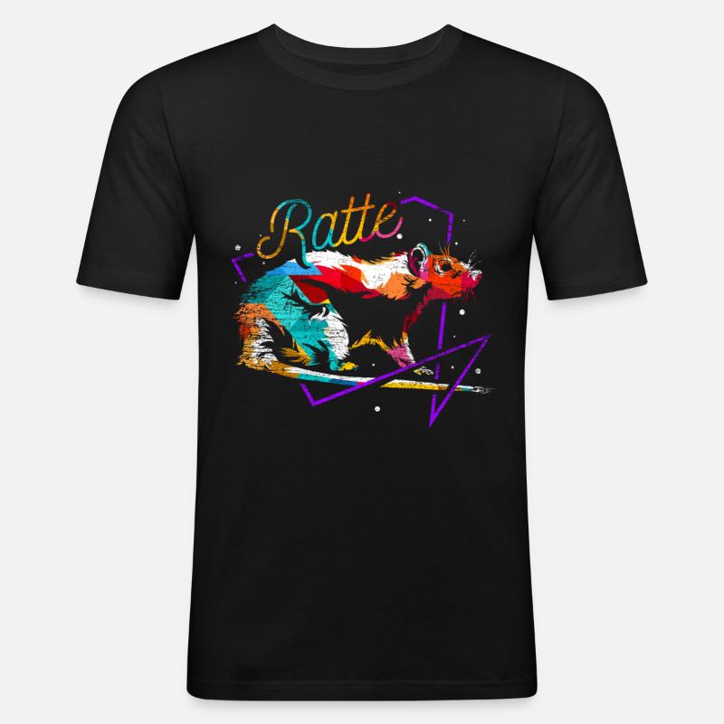 Ratte Polygon - Männer Slim Fit T-Shirt - Schwarz