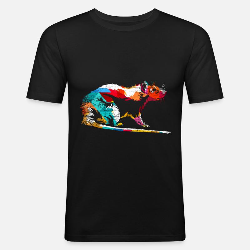 Ratte Geschenk - Männer Slim Fit T-Shirt - Schwarz