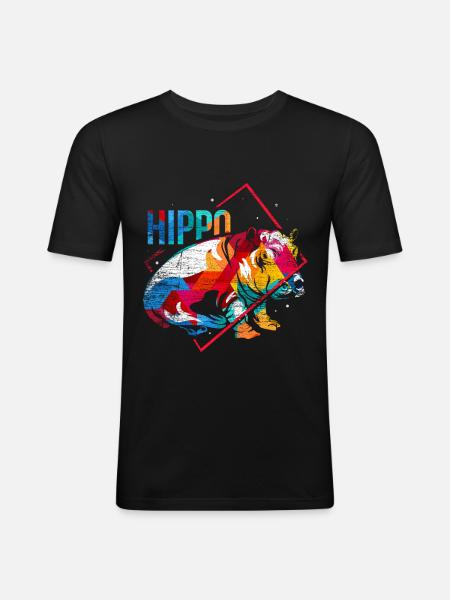 Hippo Polygon - Men's Slim Fit T-Shirt - black