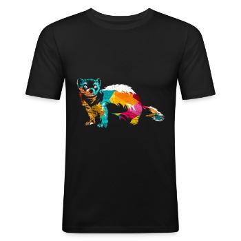 Frettchen - Männer Slim Fit T-Shirt - Schwarz - Vorne - Nik (191cm)