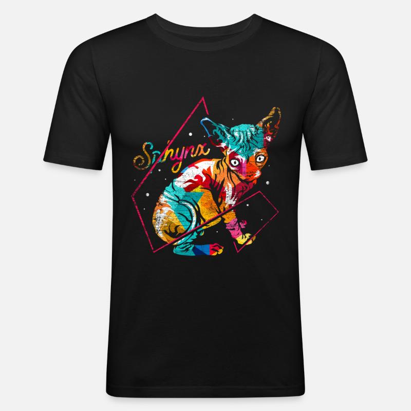 Sphynx Polygon Geschenk - Männer Slim Fit T-Shirt - Schwarz