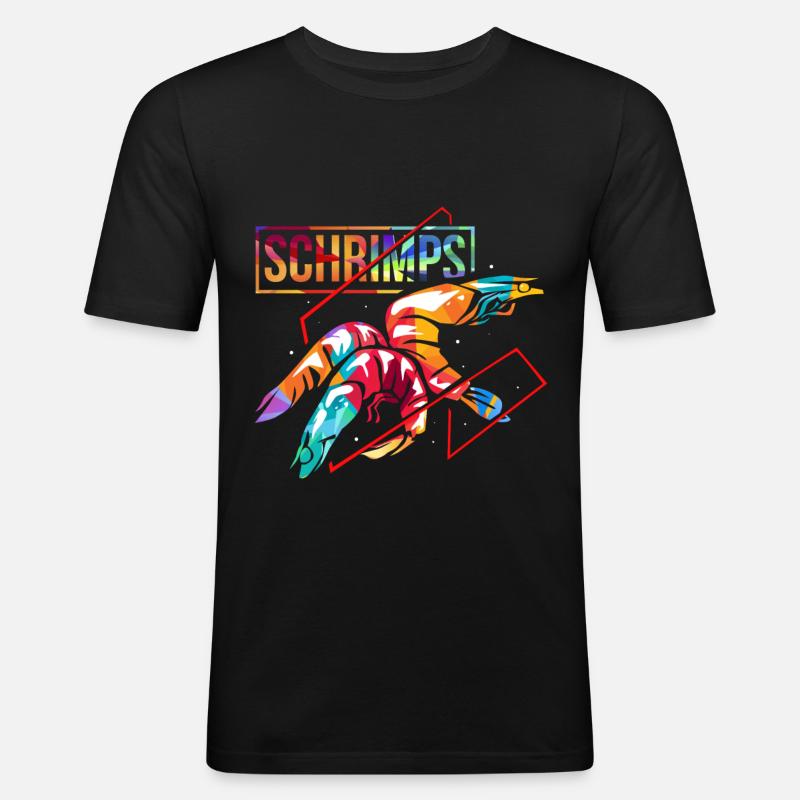 Garnelen Geschenk - Männer Slim Fit T-Shirt - Schwarz