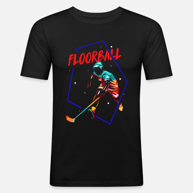 Floorball Geschenk - Männer Slim Fit T-Shirt - Schwarz