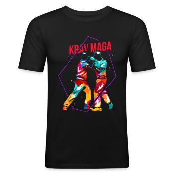 Krav Maga Cadeau - T-shirt près du corps Homme - noir - Devant - Nik (191cm)
