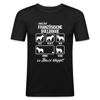 Französische Bulldogge Hund Hundefreund Geschenk - Männer Slim Fit T-Shirt - Schwarz - Vorne - Nik (191cm)