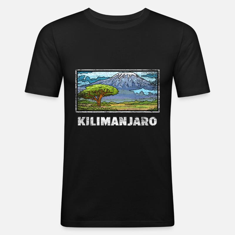 Kilimanjaro Geschenk - Männer Slim Fit T-Shirt - Schwarz