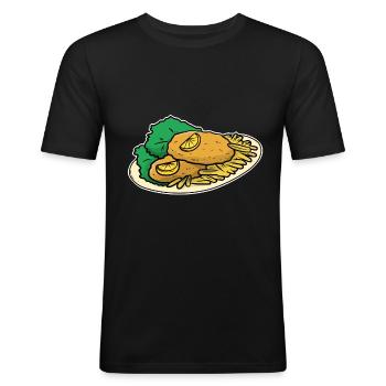 Schnitzel - Men's Slim Fit T-Shirt - black - Front - Nik (191cm)