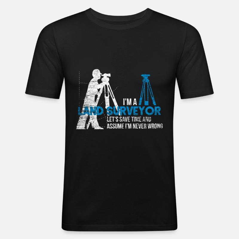 Vermessungstechniker Geschenk - Männer Slim Fit T-Shirt - Schwarz