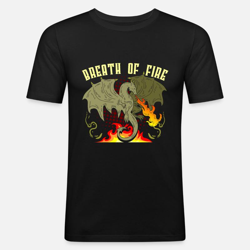 Drache - Männer Slim Fit T-Shirt - Schwarz