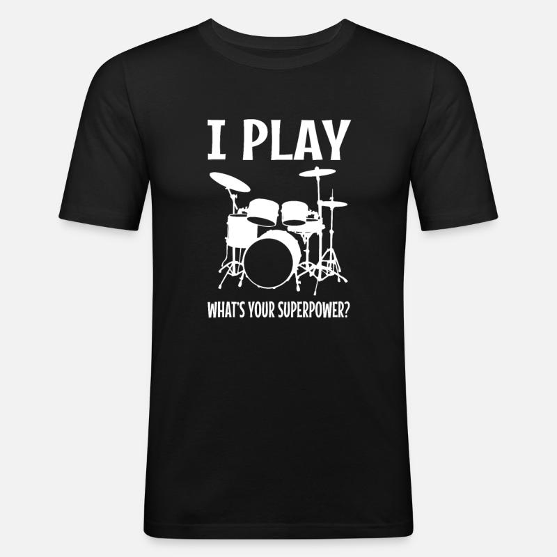 Schlagzeug Schlagzeuger Drummer Geschenk - Männer Slim Fit T-Shirt - Schwarz