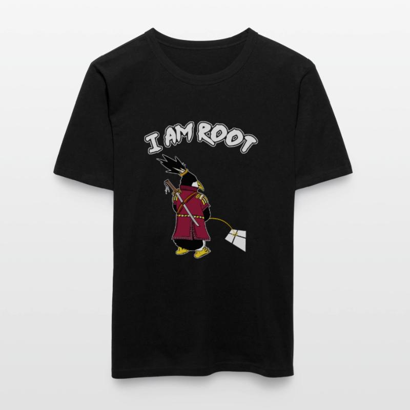 Linux Penguin I Am Root Geeks Nerd Computer Ninja Men's Slim Fit T-Shirt