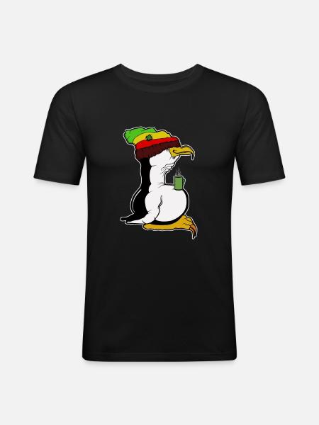 Tux Linux Pingüino Coffee Break Ordenador Geek Rasta - Camiseta ajustada hombre - negro