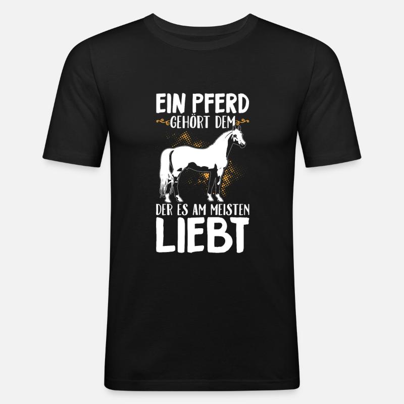 Pferd - Männer Slim Fit T-Shirt - Schwarz