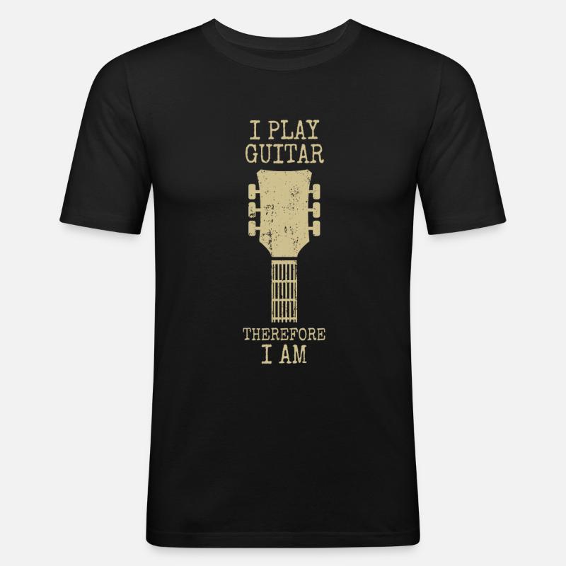 Gitarre - Männer Slim Fit T-Shirt - Schwarz