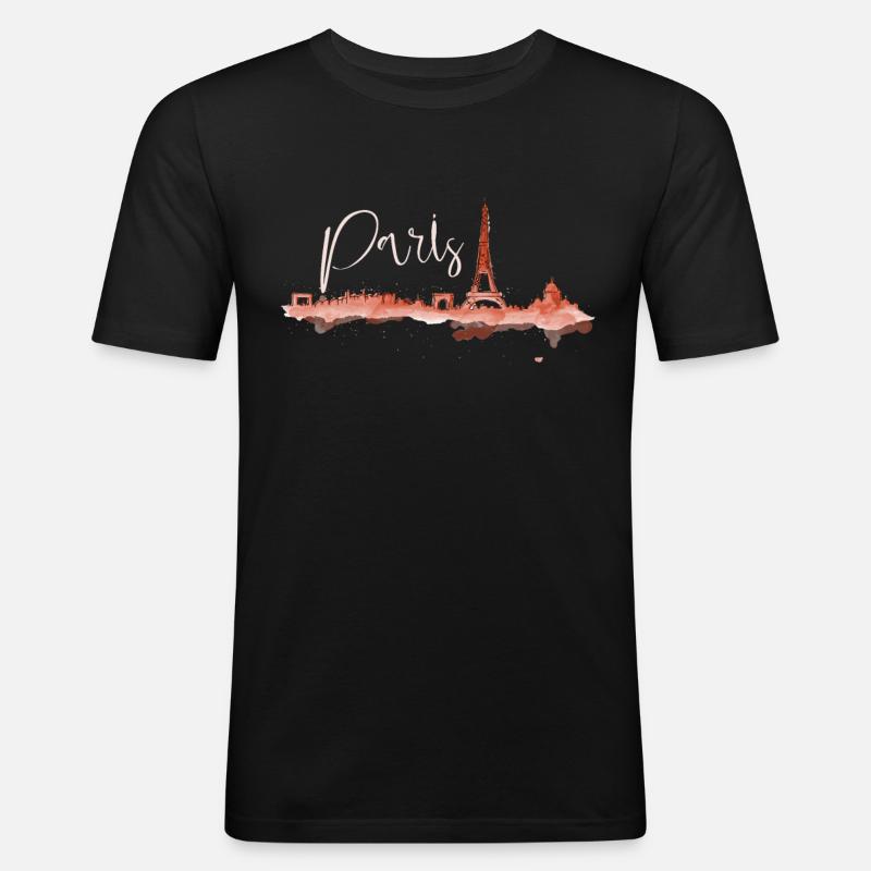 Paris - Männer Slim Fit T-Shirt - Schwarz