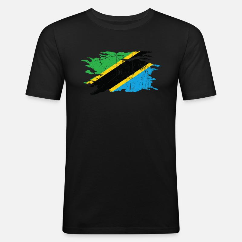 Tansania - Männer Slim Fit T-Shirt - Schwarz