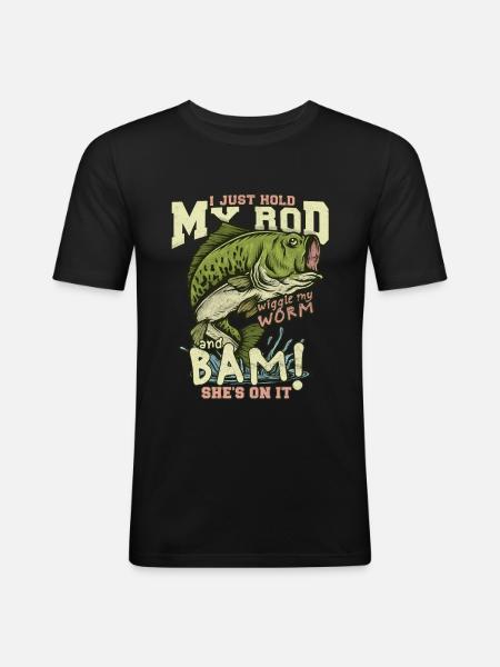Fischen - Männer Slim Fit T-Shirt - Schwarz