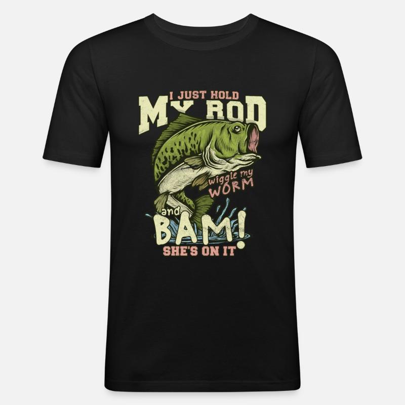 Fischen - Männer Slim Fit T-Shirt - Schwarz