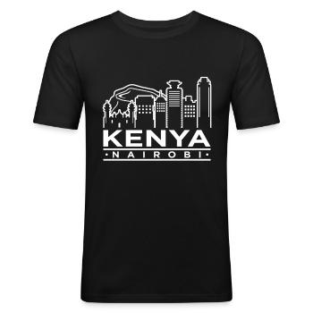 Kenya - Men's Slim Fit T-Shirt - black - Front - Nik (191cm)