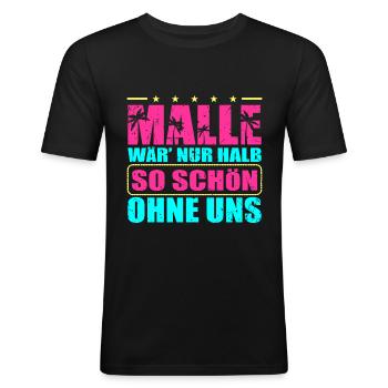 Mallorca - Männer Slim Fit T-Shirt - Schwarz - Vorne - Nik (191cm)