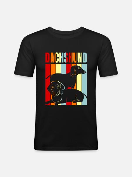 teckel - T-shirt près du corps Homme - noir