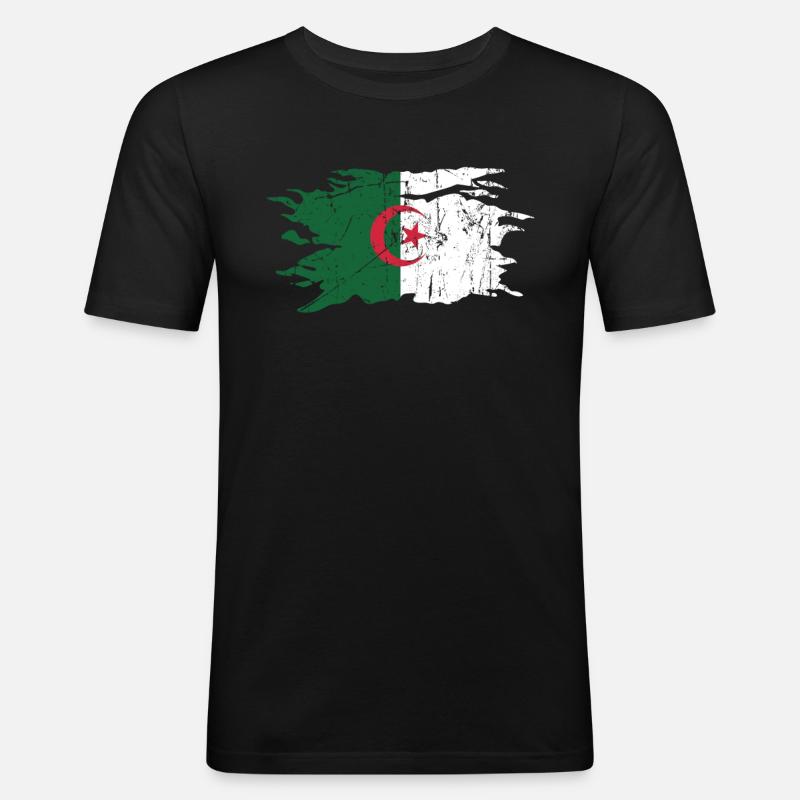 Algerien - Männer Slim Fit T-Shirt - Schwarz