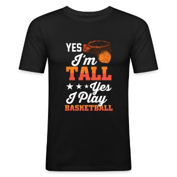 Basket basket basket team - Slim Fit T-shirt herr - svart - Fram - Nik (191cm)