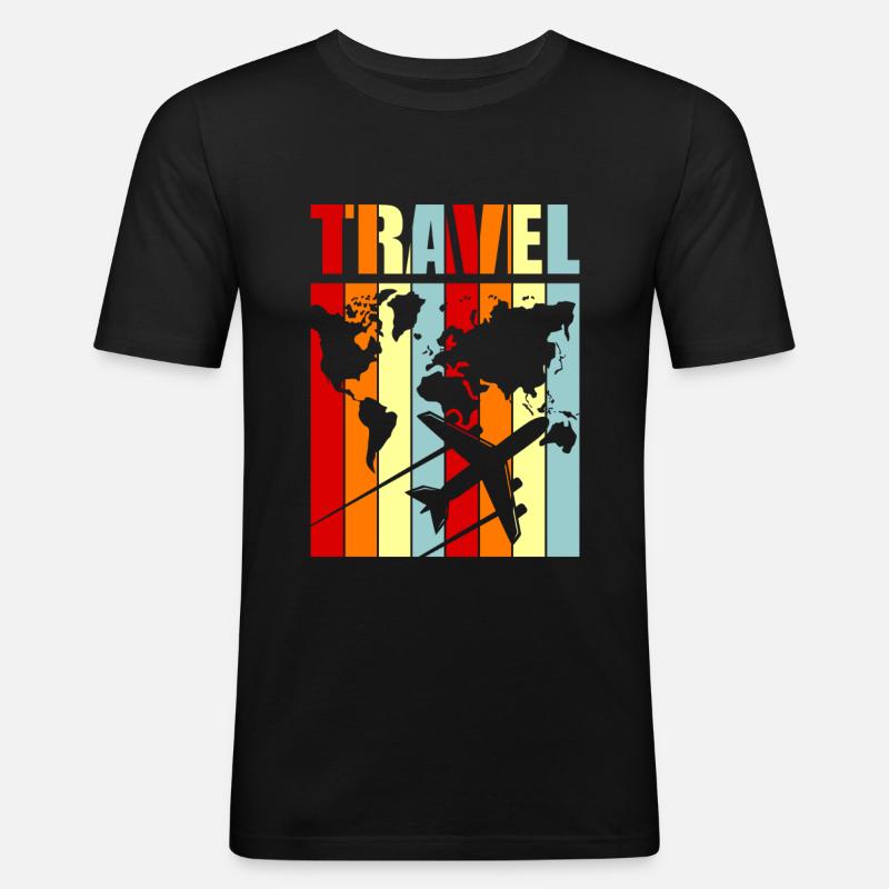 Reise - Männer Slim Fit T-Shirt - Schwarz