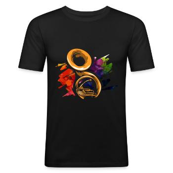 Cadeau tuba sousaphone - T-shirt près du corps Homme - noir - Devant - Nik (191cm)
