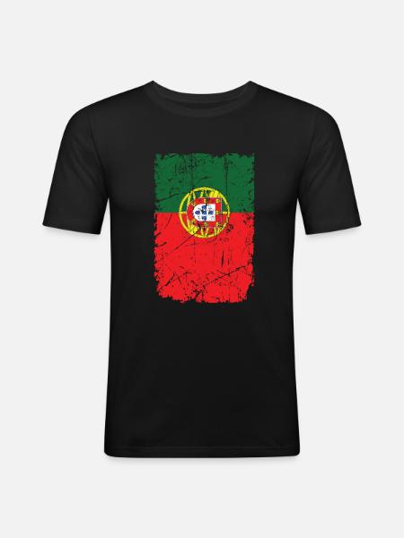 Portugal - Männer Slim Fit T-Shirt - Schwarz