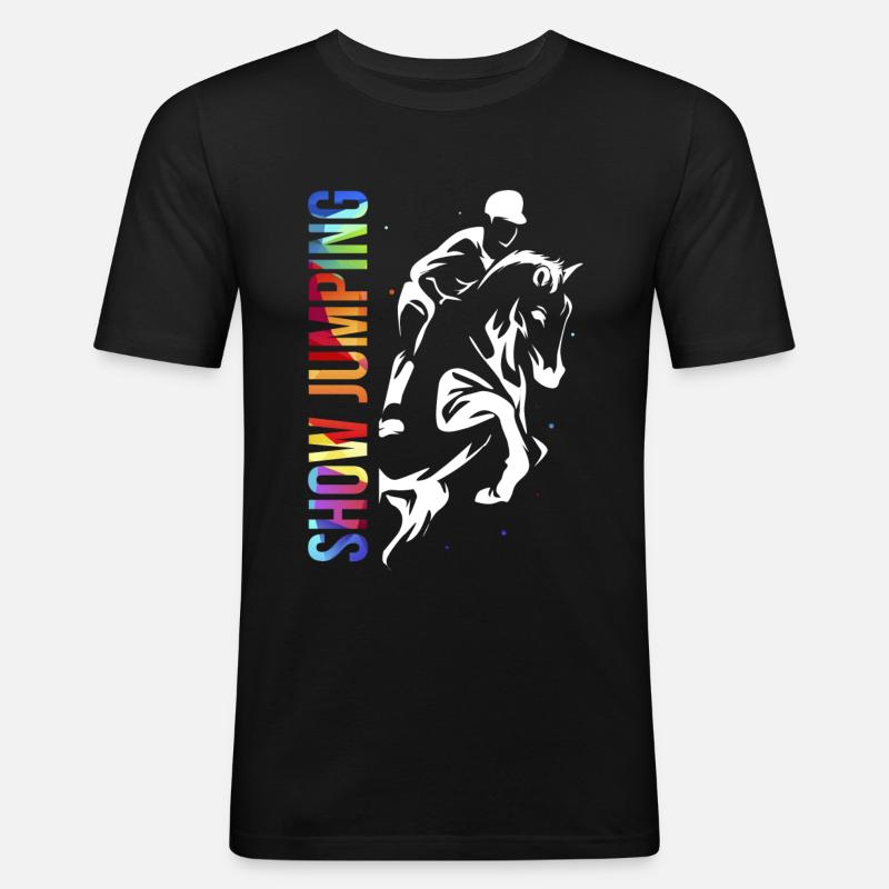 Saut d'obstacles saut d'obstacles équitation - T-shirt près du corps Homme - noir